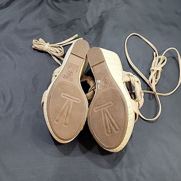 VIZZANO DOUBLE BRAIDED STRAP BAND LACE UP CLOSURE WEDGE SANDAL - Picture 13 of 16